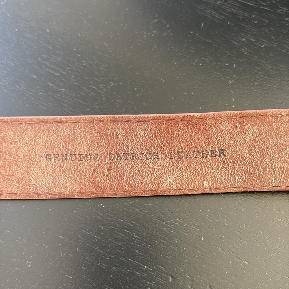 Tecovas ostrich Brown Leather Belt with Brass Buckle - Picture 9 of 16